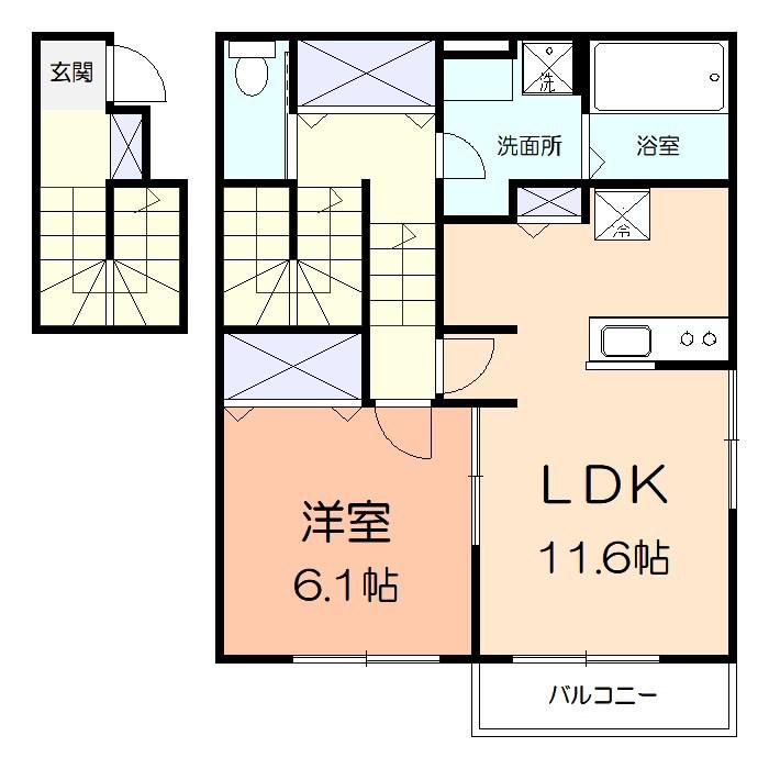 NUOVO VITTORIA(1LDK/2階)の間取り写真