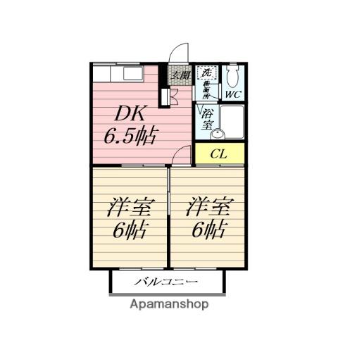 エステート笹尾(2DK/2階)の間取り写真