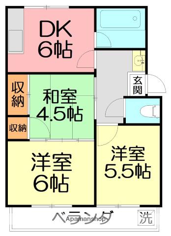 コーポ札場1号棟(3DK/1階)の間取り写真