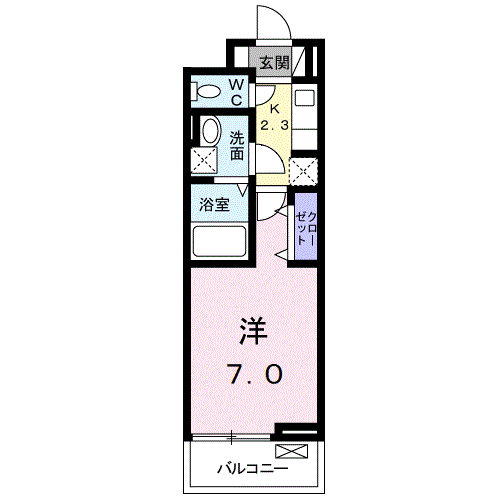 クリエンテⅥ(1K/2階)の間取り写真