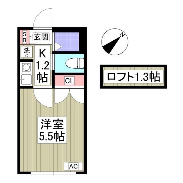 ジュネパレス平塚10(1K/2階)の間取り写真