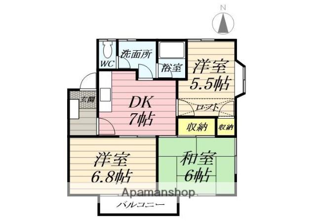 ソレイユ湘南B(3DK/2階)の間取り写真