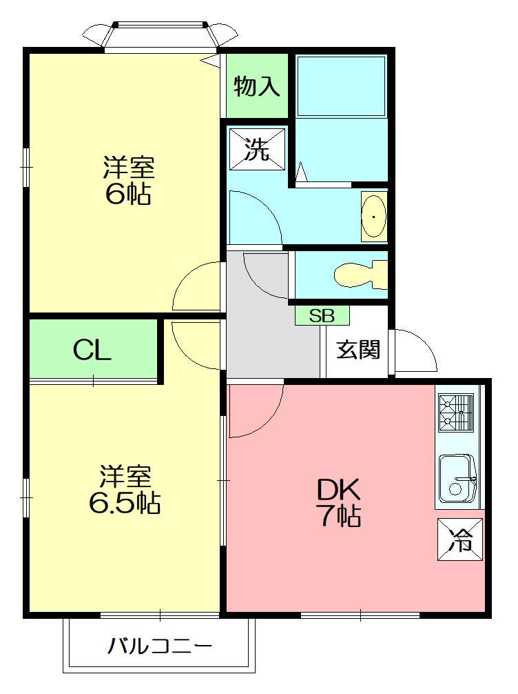 ラ・フォーレA(2DK/1階)の間取り写真