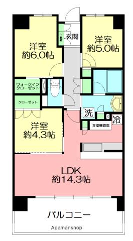 リストレジデンス茅ヶ崎(3LDK/5階)の間取り写真