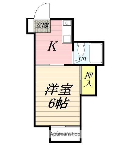 鈴川ハイツⅡ(1K/2階)の間取り写真