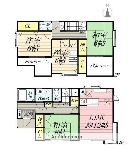 東海道本線 平塚駅 バス乗車時間：18分 今里バス停で下車 徒歩7分 2階建 築36年(4LDK)の間取り写真