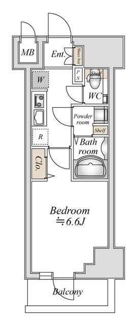 小田急伊勢原駅前マンション(1K/13階)の間取り写真