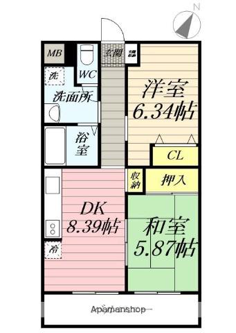 ルミエール香川(2DK/4階)の間取り写真