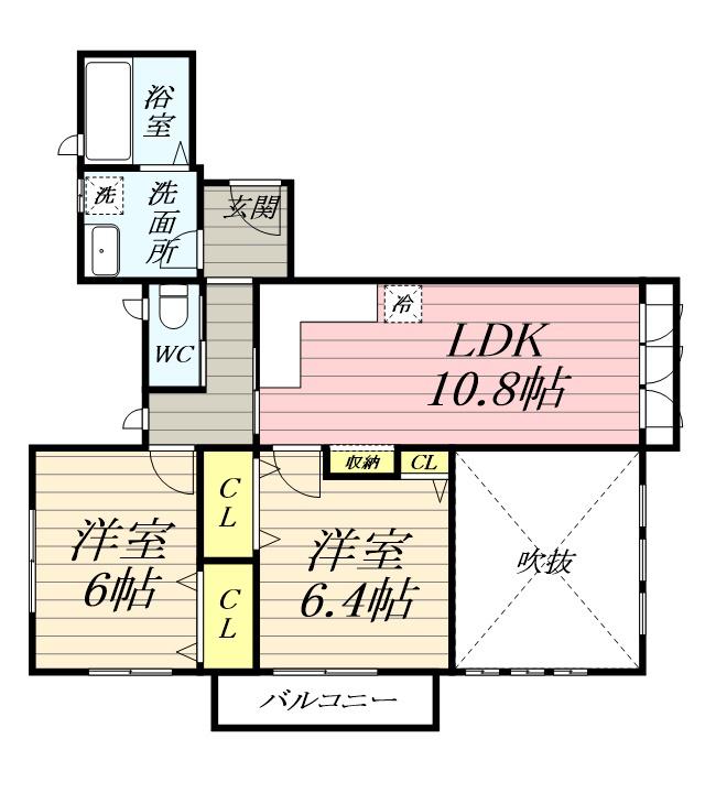 コレクトリビング遠藤(2LDK/2階)の間取り写真