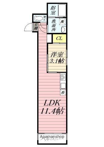 ETSUBO長後(1LDK/2階)の間取り写真