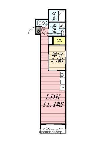 ETSUBO長後(1LDK/3階)の間取り写真