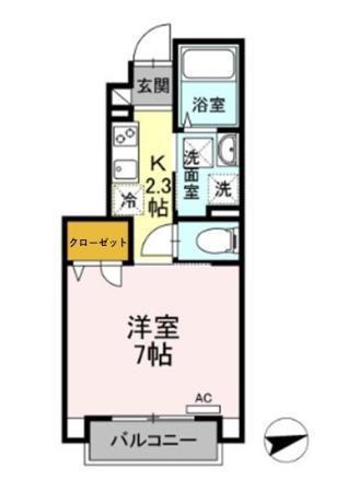 コーポマルスギ(1K/1階)の間取り写真