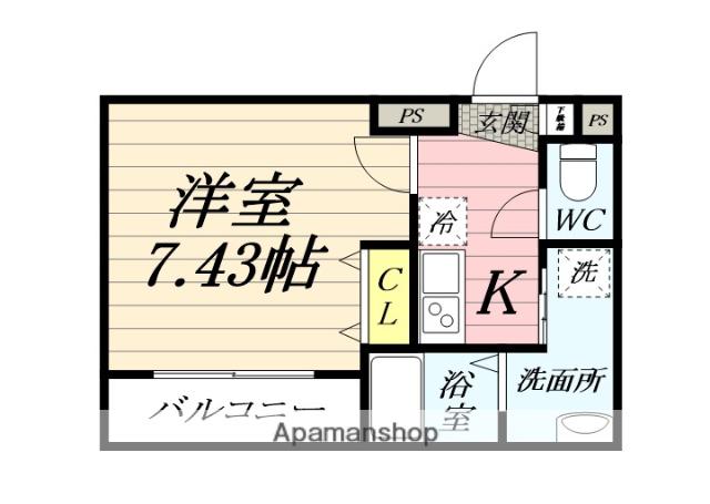 ジーメゾン海老名(1K/3階)の間取り写真