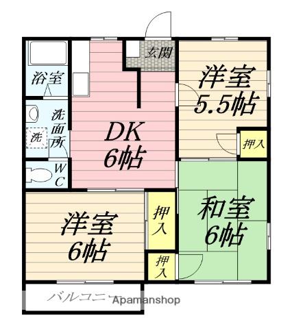 コーポ岡部A(3DK/2階)の間取り写真