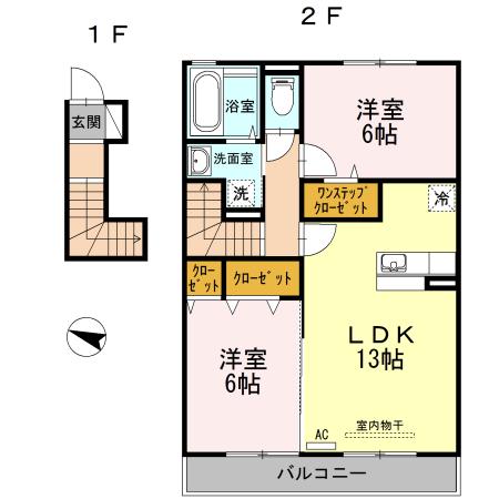 ロイヤルクレストⅢ(2LDK/1階)の間取り写真