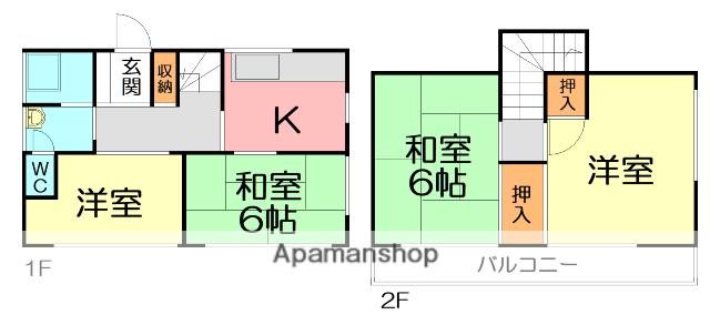 小田急電鉄小田原線 秦野駅 徒歩8分 2階建 築45年(4DK)の間取り写真
