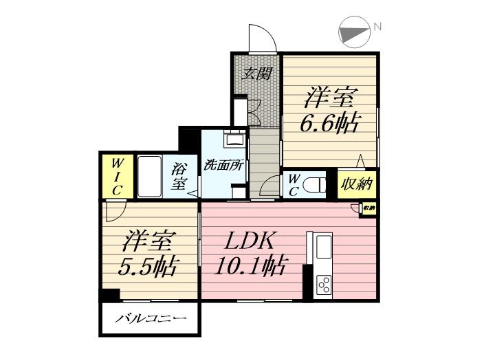 レジデンシア湘南茅ヶ崎(2LDK/1階)の間取り写真