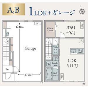 パインズガレージ(1LDK/1階)の間取り写真