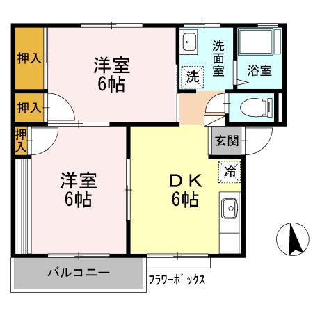 アーバン中山(2DK/2階)の間取り写真