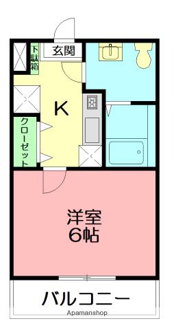 MQUARTO湘南海岸公園Ⅱ(1K/2階)の間取り写真