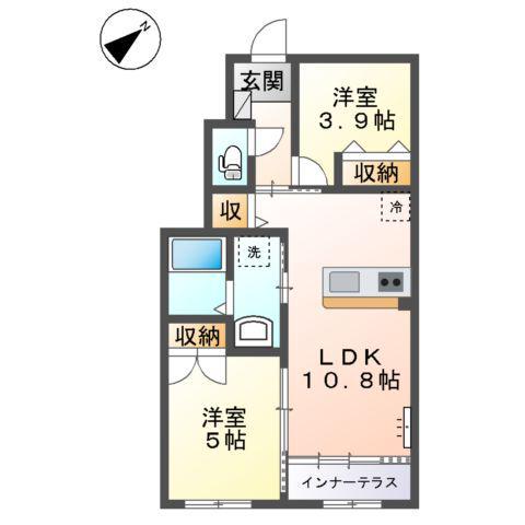 サン・サルーテ(2LDK/1階)の間取り写真