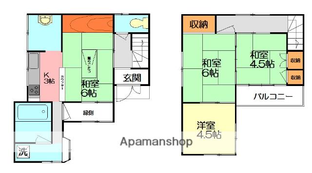 江ノ島電鉄 七里ケ浜駅 徒歩2分 2階建 築52年(4K)の間取り写真