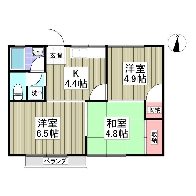 パレス西延沢(3K/2階)の間取り写真