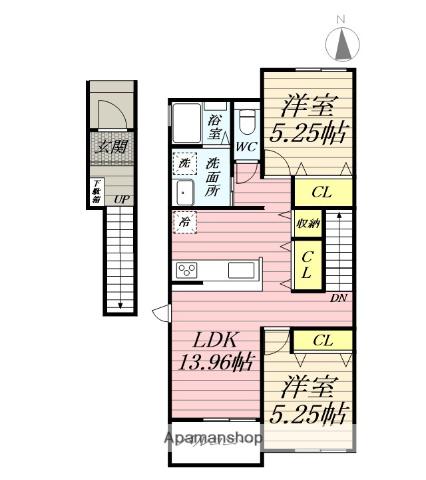 メビウステラス(2LDK/2階)の間取り写真