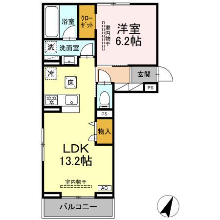 ビラフランカ(1LDK/1階)の間取り写真