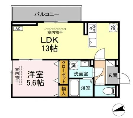 アンソレイユ宮ノ上(1LDK/2階)の間取り写真