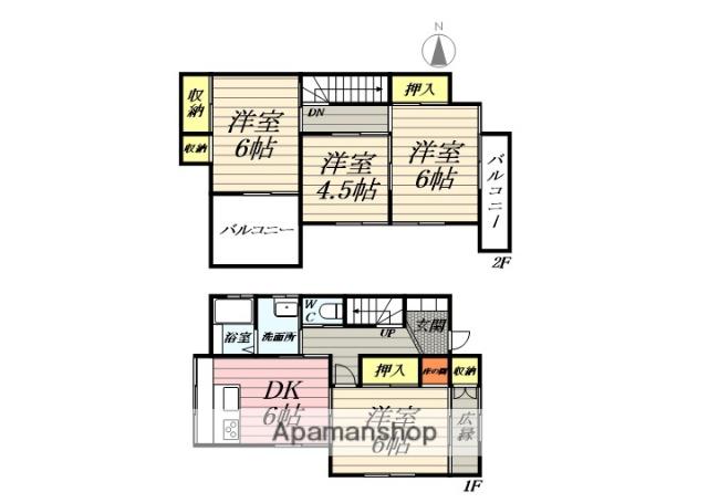 小田急電鉄江ノ島線 大和駅(神奈川) 徒歩16分 2階建 築48年(4DK)の間取り写真