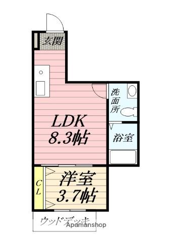 ひなたと春風のラテ(1LDK/1階)の間取り写真
