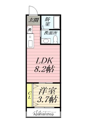 ひなたと春風のラテ(1LDK/2階)の間取り写真