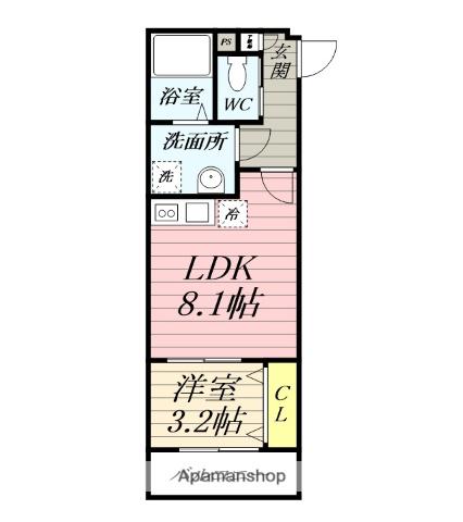 ジーメゾン海老名門沢橋(1LDK/1階)の間取り写真