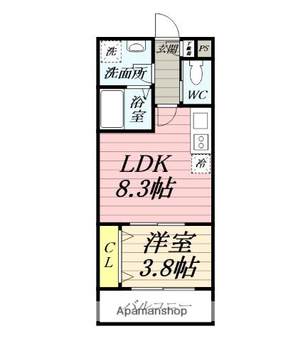 ジーメゾン海老名門沢橋(1LDK/2階)の間取り写真