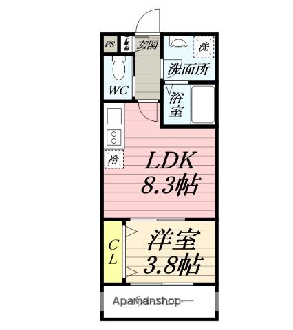 ジーメゾン海老名門沢橋(1LDK/3階)の間取り写真