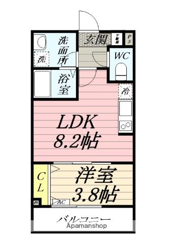 ジーメゾン伊勢原カエルム(1LDK/1階)の間取り写真