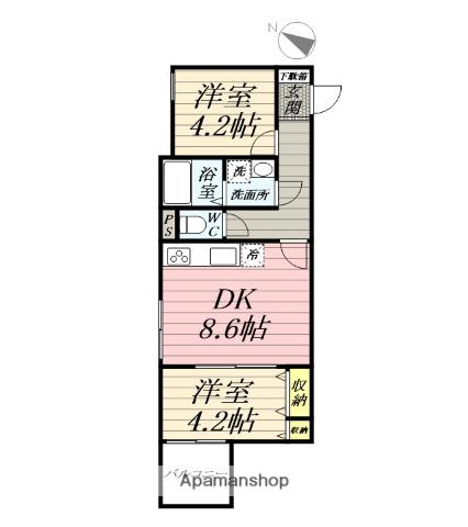 エテルノヴァローレ茅ヶ崎(2DK/1階)の間取り写真
