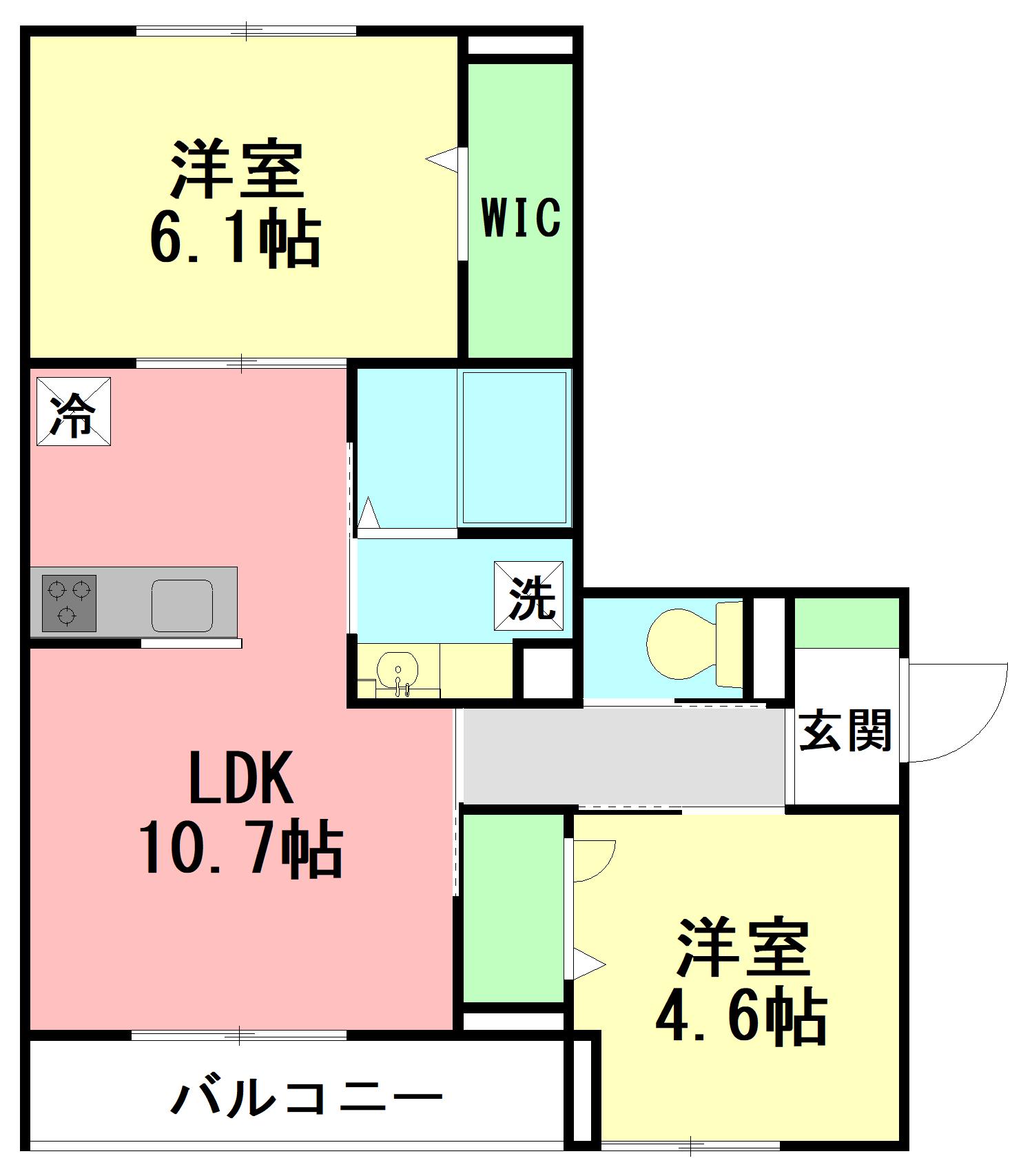 FOREST・K(2LDK/2階)の間取り写真