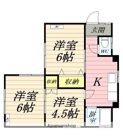 小田急電鉄江ノ島線 湘南台駅 バス乗車時間：20分 用田辻バス停で下車 徒歩6分 1階建 築55年(3K)の間取り写真