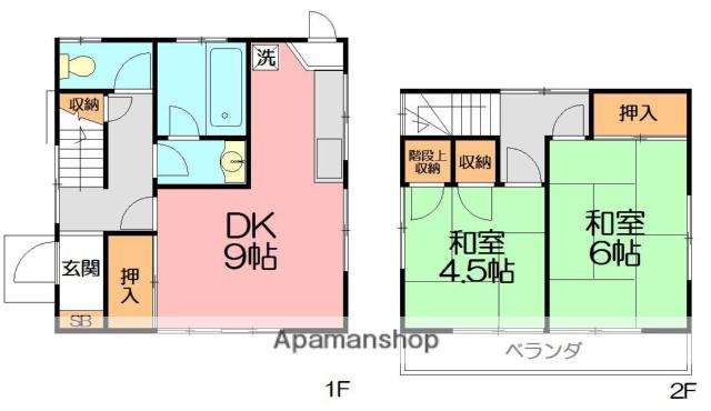 東海道本線 辻堂駅 バス乗車時間：5分 梅ヶ枝通りバス停で下車 徒歩2分 2階建 築61年(2DK)の間取り写真