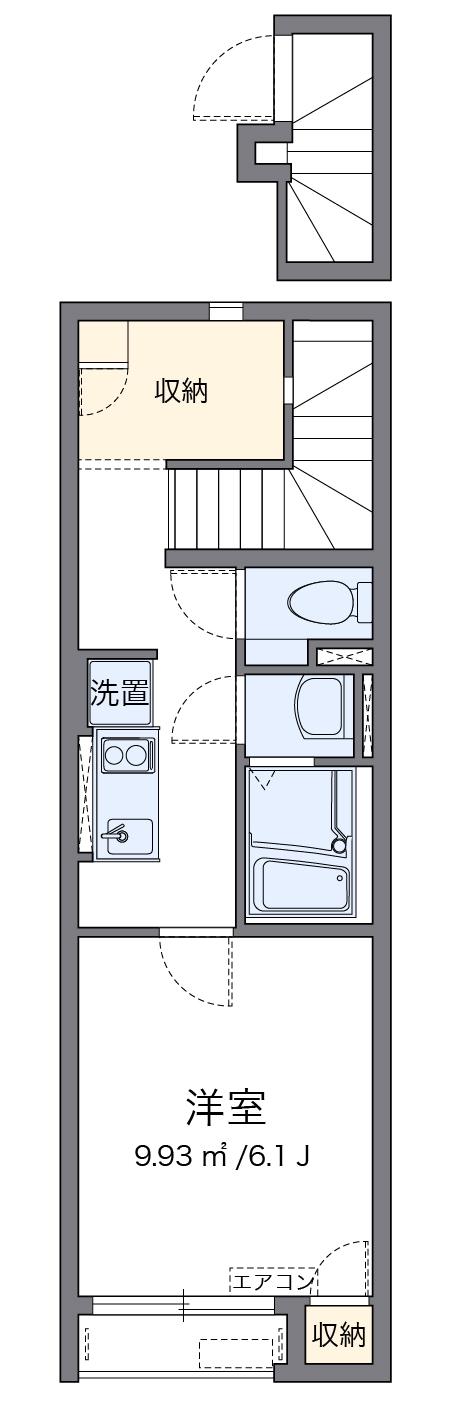 クレイノベルテラス(1K/2階)の間取り写真