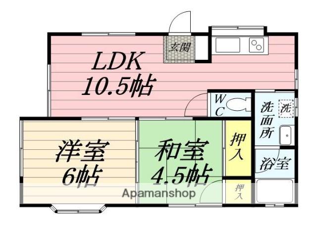 メゾンサンライトⅢ(2LDK/1階)の間取り写真