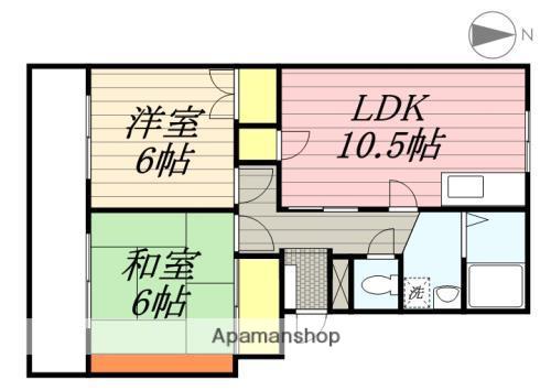 CASAあけぼの(2LDK/3階)の間取り写真