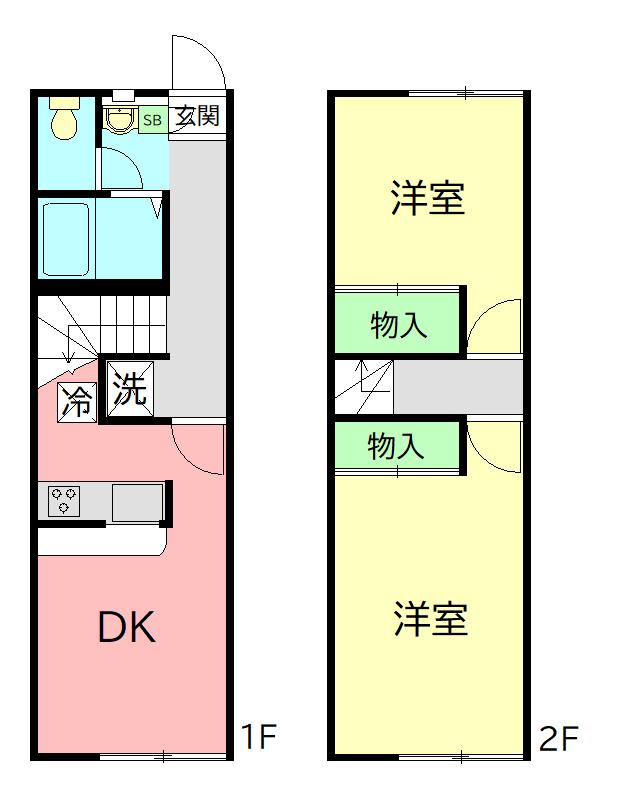 レオパレス大磯Ⅲ(2DK/1階)の間取り写真