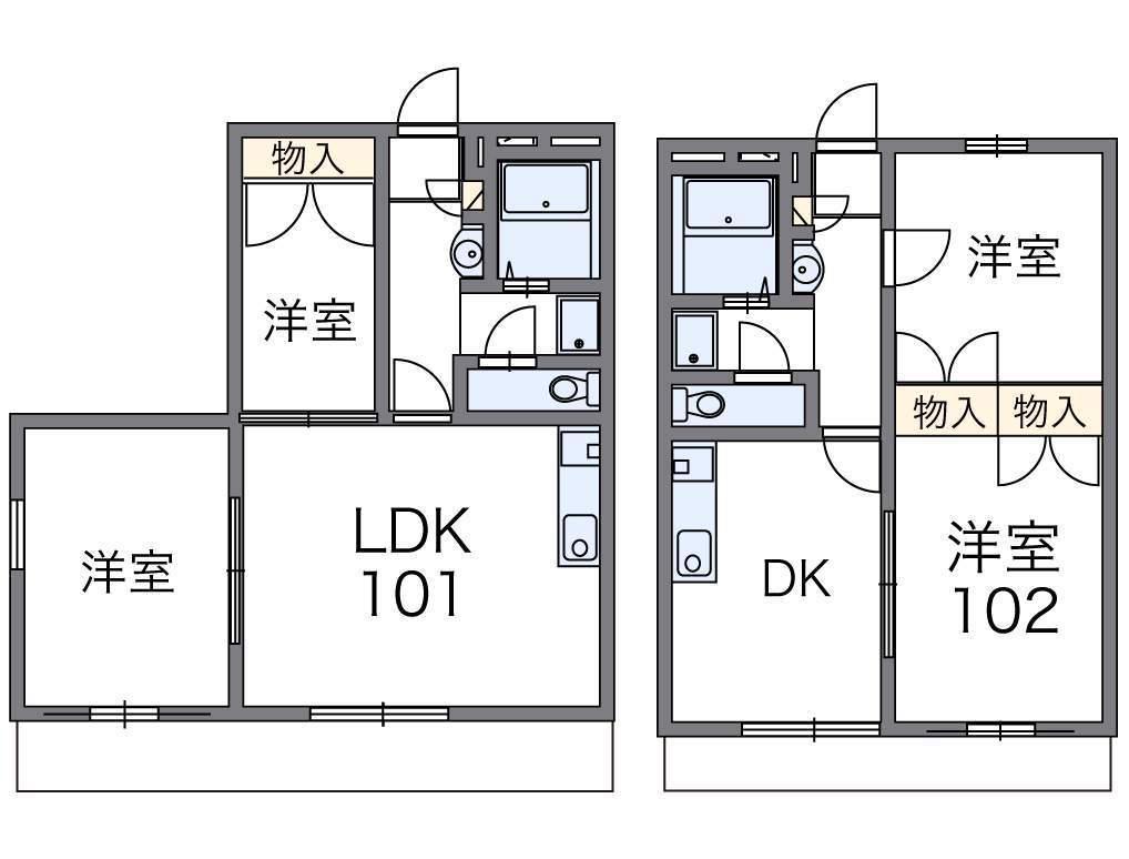 レオパレスKAWAGUCHI1(2DK/1階)の間取り写真