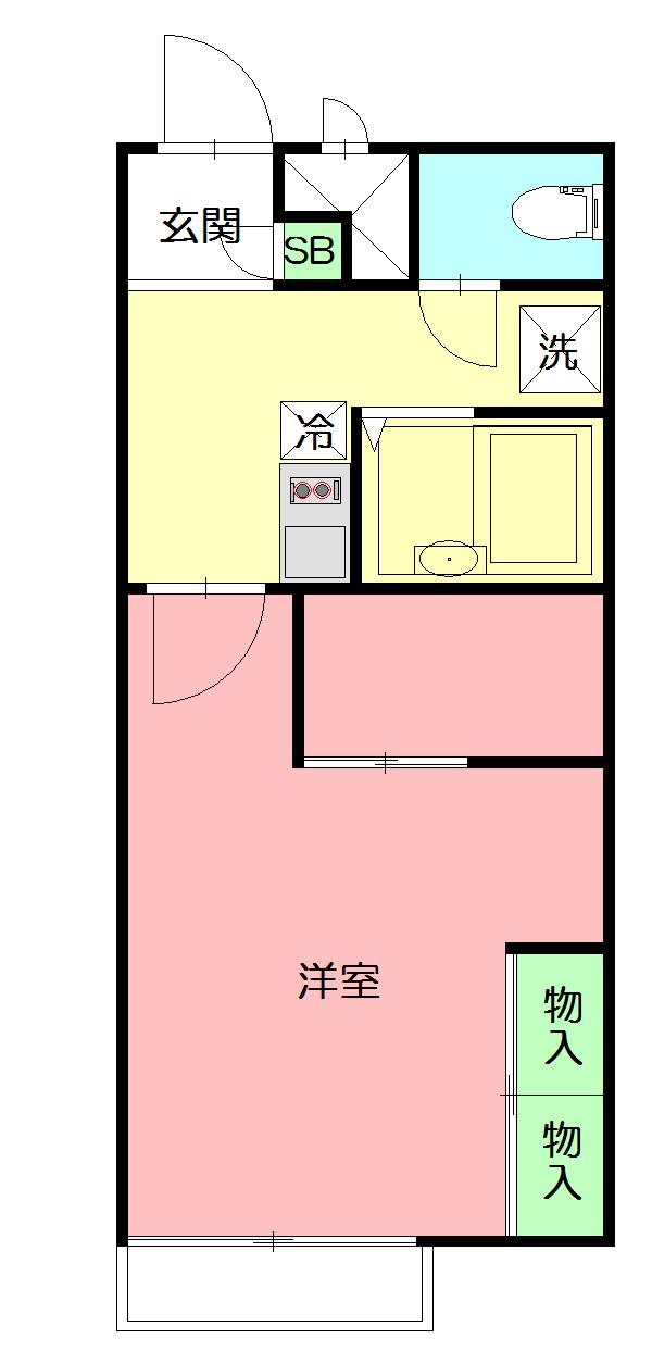 レオパレスイーハートーブ(1K/2階)の間取り写真