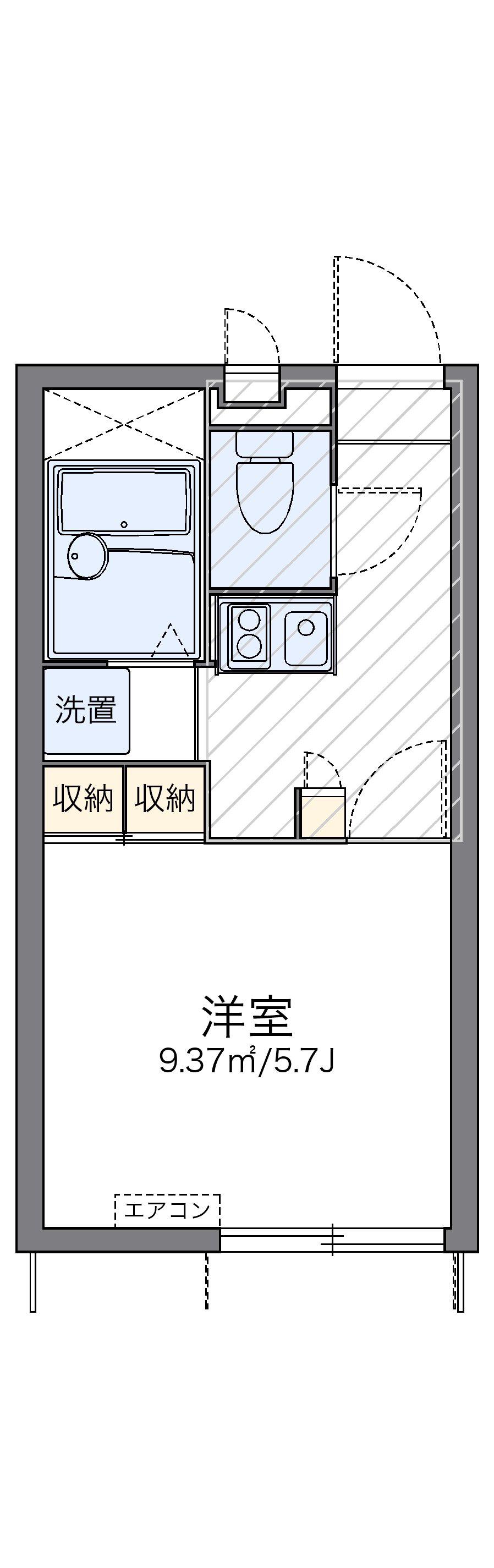 レオパレスフリーダム南金目Ⅷ(1K/1階)の間取り写真