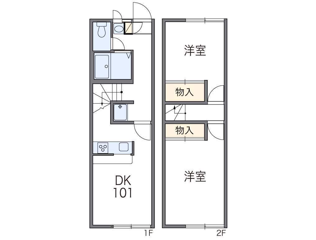 レオパレス湘南B(2DK/1階)の間取り写真