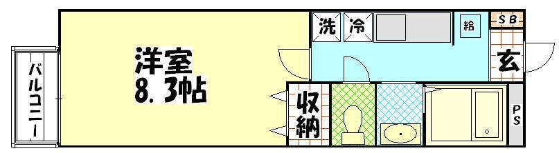 ハウスE(1K/1階)の間取り写真